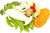 verduras asiáticas congeladas, descongeladas