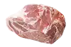 trasero de cerdo ahumado, cortado a la mitad