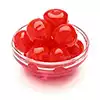 cerezas rojas confitadas, cortadas en cuartos