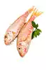 filetes de salmonete, piel y escamas