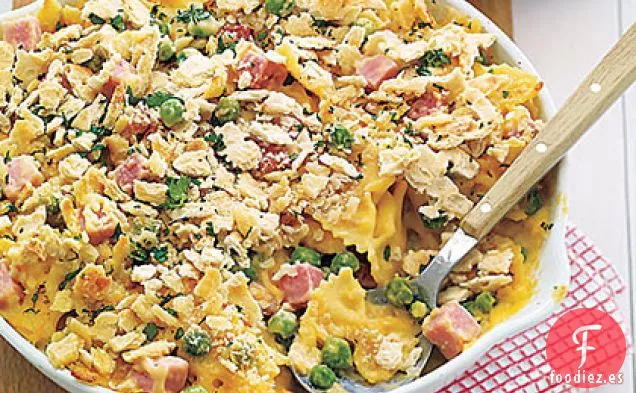 Pasta al horno con Guisantes, Queso y Jamón