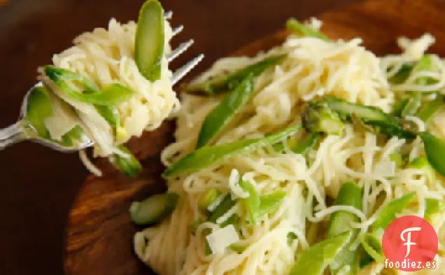 Pasta de Cabello de Ángel con Salsa de Crema de Ajo Verde Receta - Almuerzo  Recetas