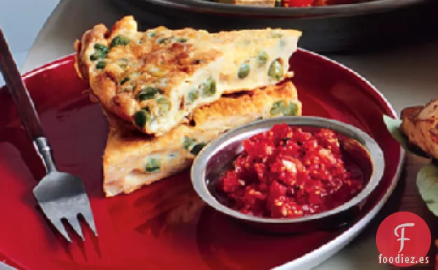 Frittata de Guisantes al Curry con Chutney de Tomate Fresco