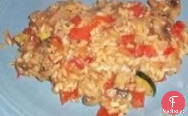 Risotto De Verduras Con Pesto