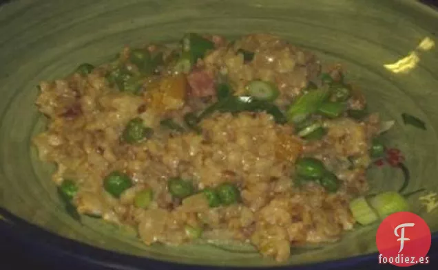 Risotto Cremoso de Cebada Perlada de Guisante y Cebollino (Reducido en Grasa)