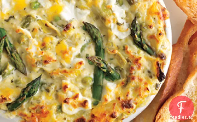 Salsa de Verduras de Primavera y Queso de Cabra