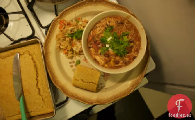 Pollo y Arroz para la Olla de cocción Lenta