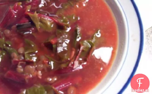 Sopa de Lentejas Libanesas y Acelgas Suizas
