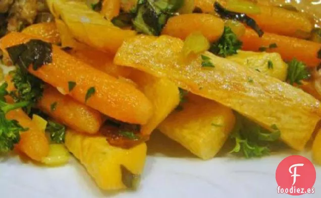 Salteado de Zanahoria, Puerro y Nabo