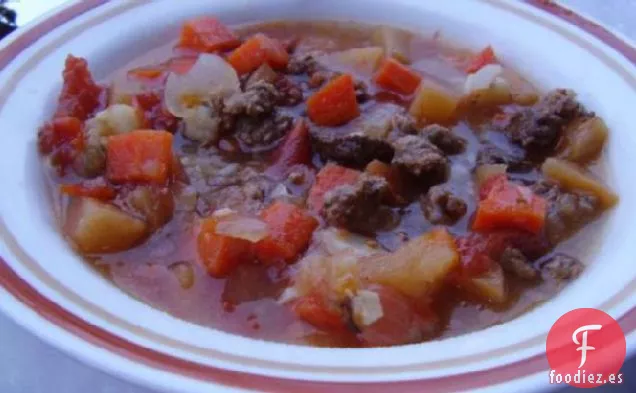 Estofado de Carne Molida de Verduras de Raíz de Olla de Barro