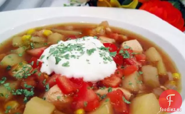 Sopa de Chile Verde, Pollo y Maíz