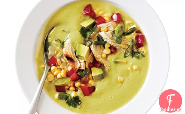 Sopa de Aguacate y Maíz con Pollo a la Parrilla