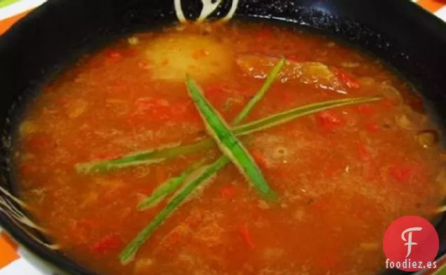 Sopa de Tomate Asado, Pimiento y Cebolla Roja