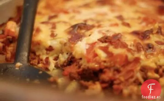 Hamburguesa con Queso y Tocino Pizza Boca Abajo