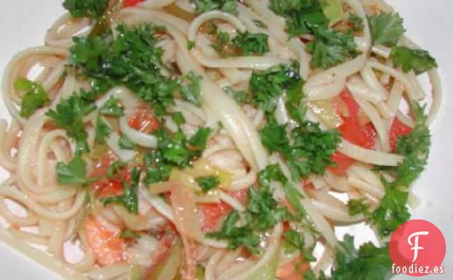 Pasta Con Puerros y Champiñones