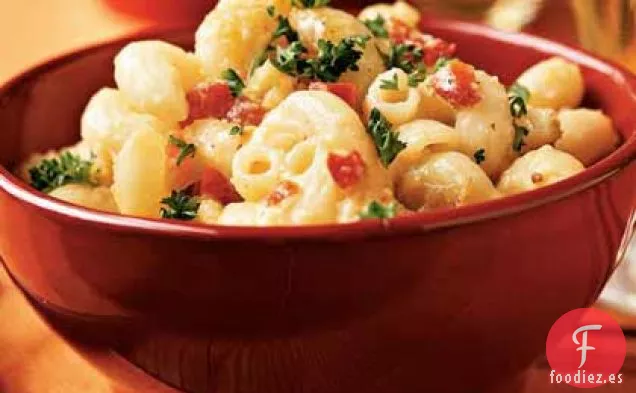 Cavatappi al horno con Queso con Cebollas y Pimientos