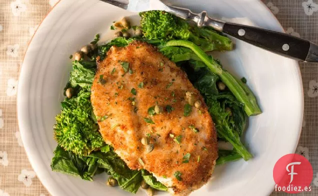 Escalopin de Pollo sobre Brócoli Rabe