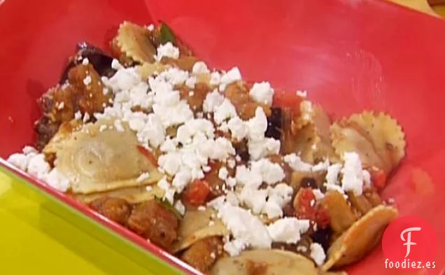 Ravioles de Setas Silvestres con Berenjena y Queso de Cabra