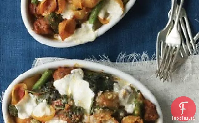 Salchicha, Mozzarella Y Brócoli Rabe Con Conchas