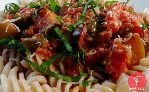 Pasta De Crock Pot Con Salsa De Berenjena