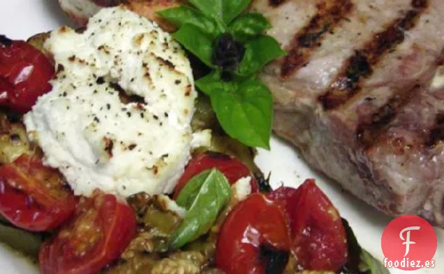 Berenjena a la Parrilla Con Ricota y Tomate