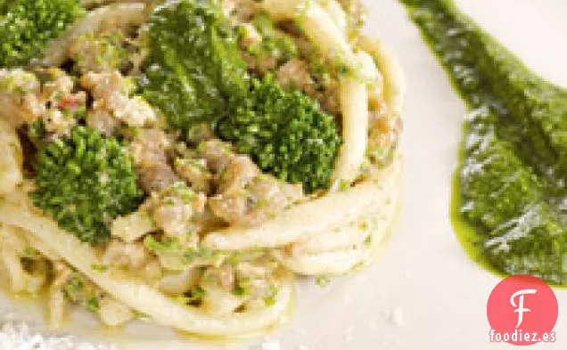 Pici Con Salchicha Ragu Y Puré De Brócoli Rabe