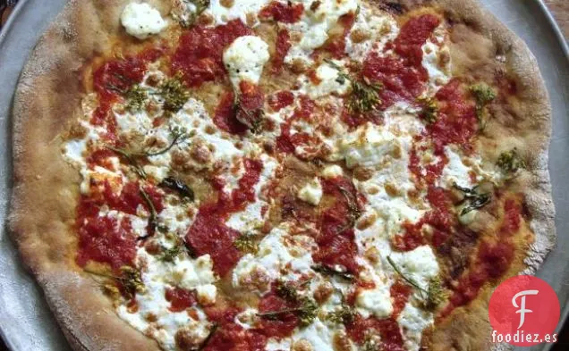 Pizza de Brócoli Rabe, Ricotta y Mozzarella