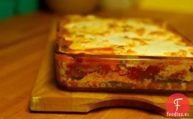 Lasaña de Berenjena Asada con Salsa de Tomate a la Parrilla