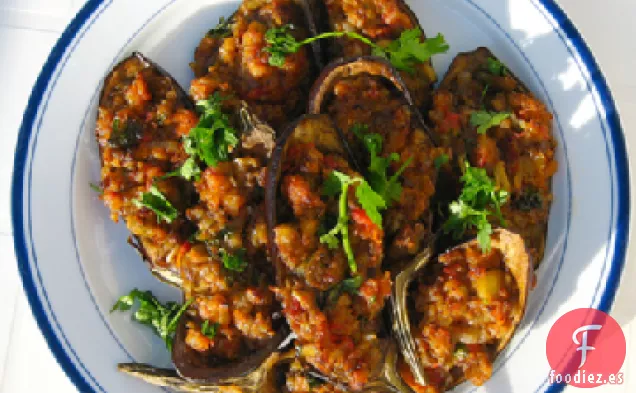 Berenjena Rellena Asiática Con Hachís De Cerdo (O Pavo) Al Estilo Hawaiano