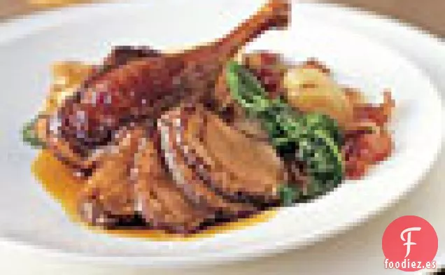Pato de Cinco especias con Ravioles de Calabaza y Brócoli Rabe