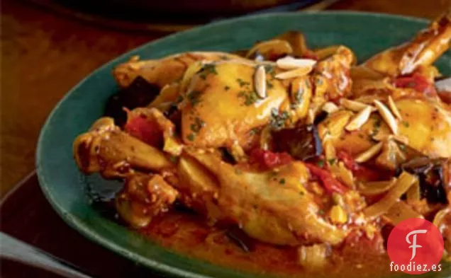 Pollo Marroquí con Berenjena, Tomates y Almendras