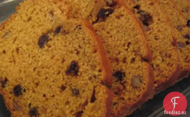 Pan Rápido de Calabaza, Pasas y Nueces