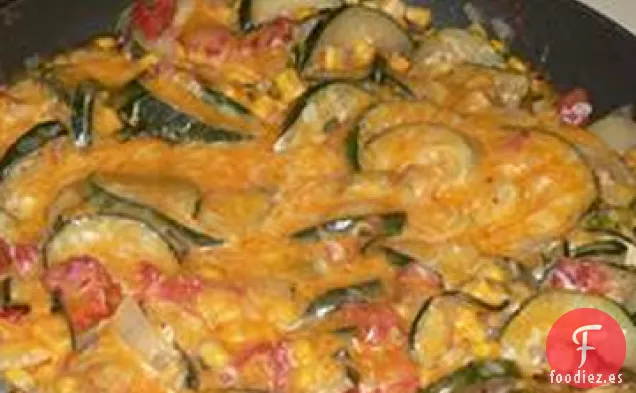 Calabacín y Maíz Cubiertos con Queso
