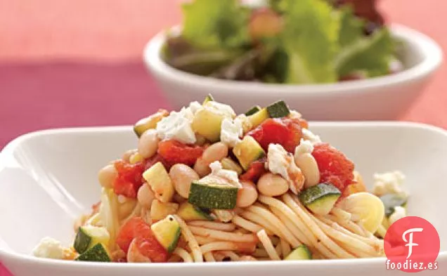 Espaguetis con Calabacín y Frijoles Blancos