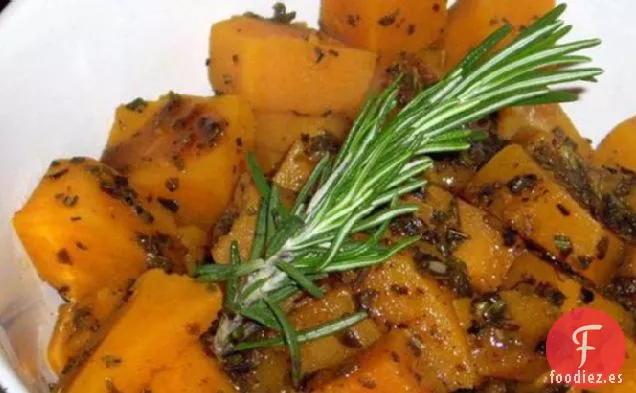 Calabaza Con Sidra de Manzana y Encimera de Esmalte de Hierbas