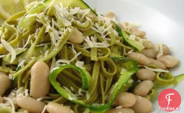 Calabacín salteado y Fettuccine