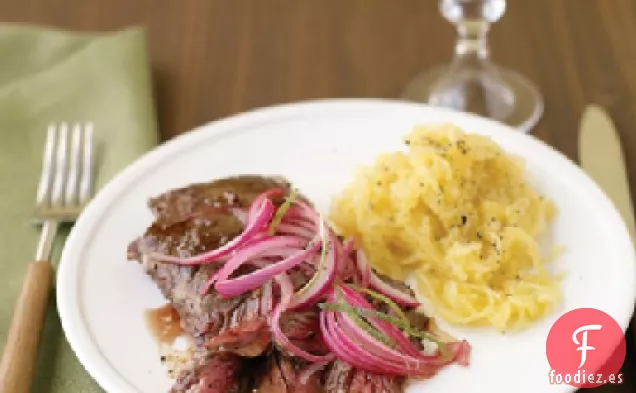 Carne de Falda con Cebolla en Escabeche y Calabaza Espagueti