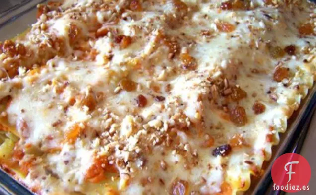 Calabaza al Horno, Pasas y Lasaña de Piñones