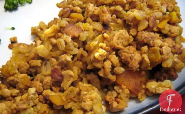 Plato de Cebada de Pavo Ligeramente al Curry (Olla Arrocera)