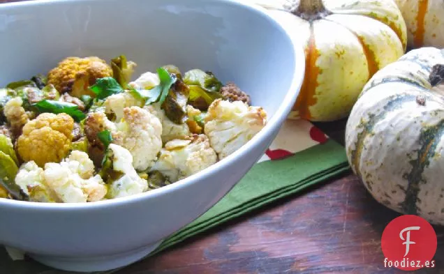 Coliflor Y Coles De Bruselas Con Chorizo