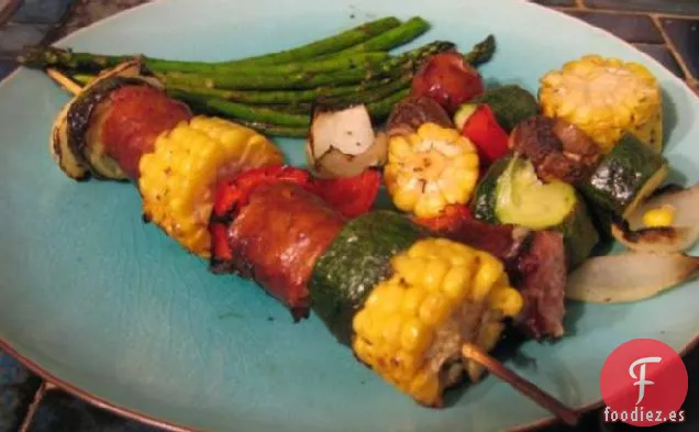Kebabs de Salchicha de Limón y Tomillo
