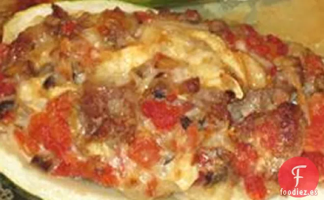 Calabacín Relleno con Salchicha de Pollo