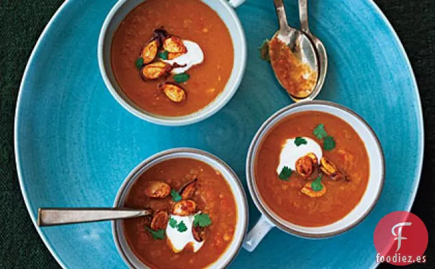 Sopa de Calabaza Asada con Especias Indias