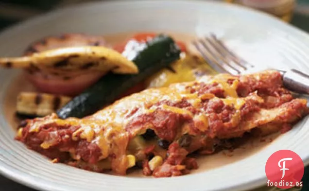 Enchiladas de Frijoles Negros, Maíz y Calabacín