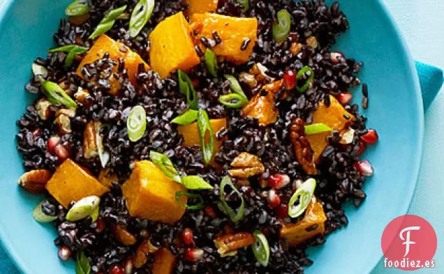 Ensalada de Arroz Negro con Calabaza y Semillas de Granada