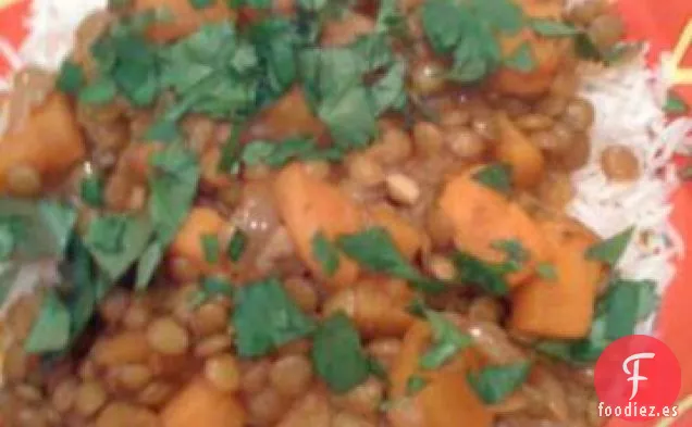 Batata y Curry de Lentejas Con Arroz