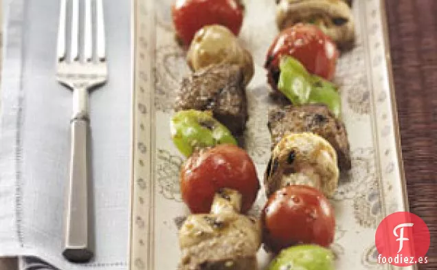 Brochetas de Verduras y Carne de Sésamo