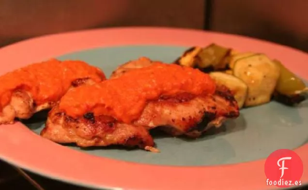 Pollo Frito Con Pesto De Pimiento Rojo
