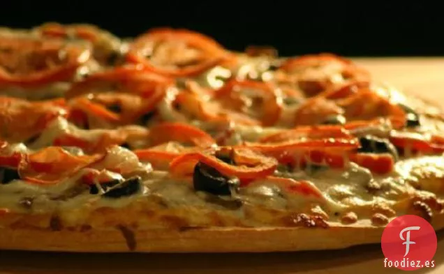 Pizza De Pimiento Dulce Con Tres Quesos