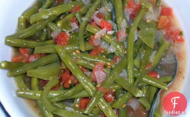 Fassolakia Freska Me Domata-Judías Verdes Griegas y Tomate